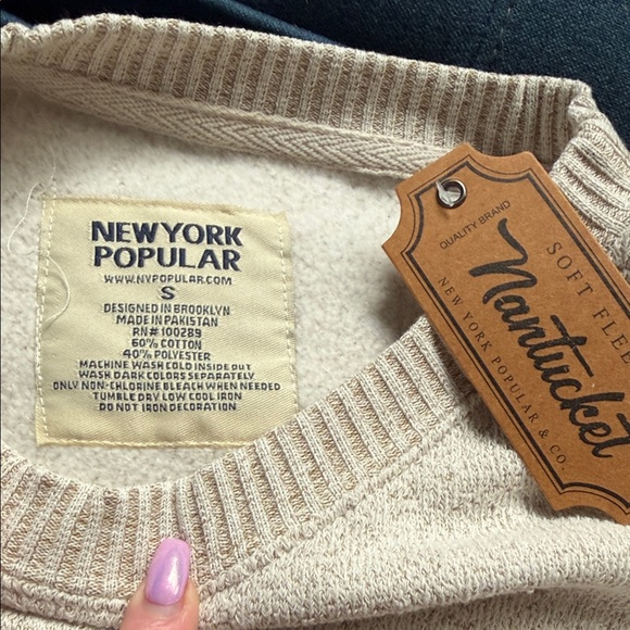 New York Beige Crewneck Sweater - Picture 3 of 9